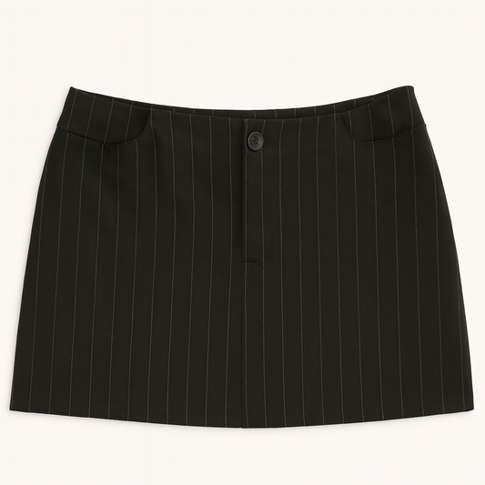 [334]GM     BrandyGirl Vertical Stripes Short Skirt Anti-Show-Through Bodycon Half Skirt Slimming Longer Legs Tailored Skirt Unisex