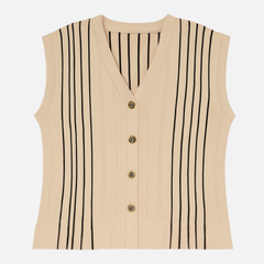 [628]GM    Guangzhou Thirteen Rows High-Quality Bestseller Striped V-Neck Vest for Women - Elegant Style Mini Top Cardigan Outerwear