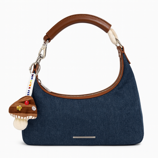 [240]NM Ur Hong Kong Style Retro Denim Tote Bag for Women 2023 New High-End Niche Armpit Bag Single Shoulder Crossbody Bag