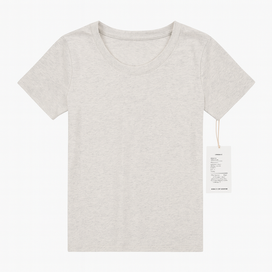 [372]GM   2025 Summer New Arrival 100% Cotton Women's Short Sleeve T-Shirt Body-hugging and Slimming Basic Style Hong Kong Chic Top