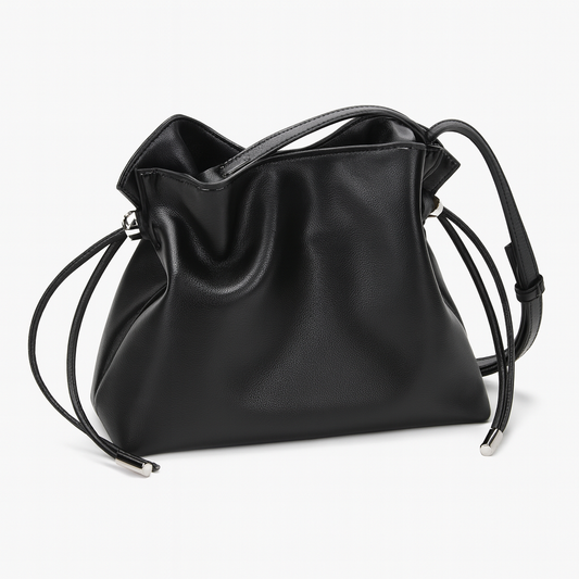 [307]NM Silver Drawstring Small Lucky Bag Calfskin Pleated Cloud Bag Fashionable Bucket Bag Soft Leather Crossbody Bag Women's 2024 New Collection