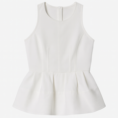 [808]NM Sleeveless Top with Ruffled Edges, American-style White, Slimming, Sweet and Spicy Style, Women's Summer Outfit