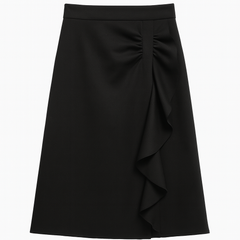 [869]NM 2024 Spring and Autumn Korean Style Elastic Waist Asymmetric Elegant One-Piece Dress Casual Slimming Mermaid High-Waisted Mid-Length Skirt