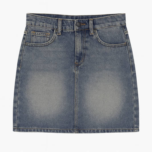 [553]GM    Korean-style denim skirt for women summer new arrival exclusive vintage half skirt high-waist versatile A-line skirt flattering hip coverage slimming