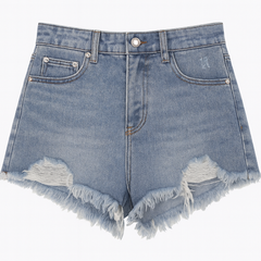 [869]NM American Retro Heavy Industry Washed Distressed Personalized Raw Edge Torn Denim Shorts Sexy Sexy Style Denim Hot Pants for Women