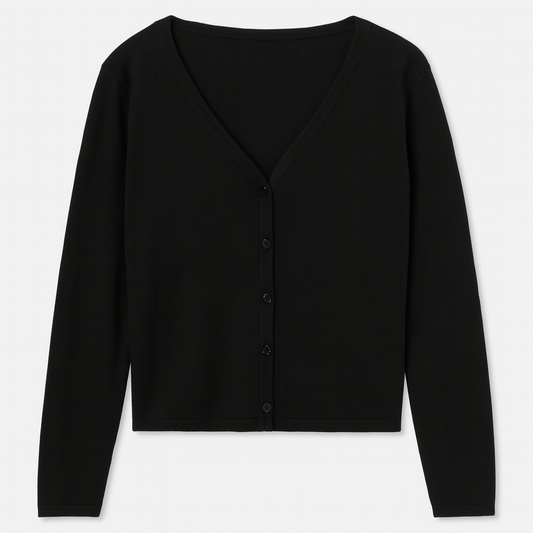 [835]NM High-End Black Knit Sun Protection Cardigan for Women, Short-Length Shawl-Style Outerwear with Korean Design - Summer Top