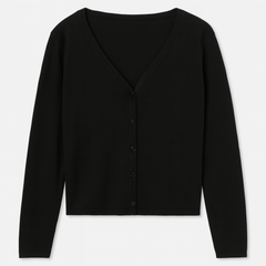 [835]NM High-End Black Knit Sun Protection Cardigan for Women, Short-Length Shawl-Style Outerwear with Korean Design - Summer Top