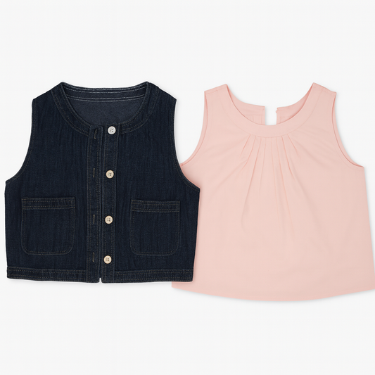 [394]NM kk¡¤studio Curated Selection~Retro Hong Kong Style Denim Vest Sweater Stylish Layering Sleeveless Jacket