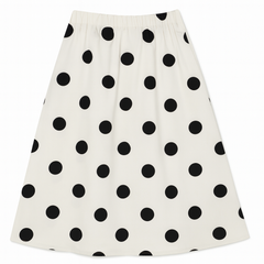 [766]GM   Women's Summer Viscose Knit Short-Sleeve Top and Skirt Set, French Waist-Cinching Slimming Elegant Polka Dot Mid-Length Skirt