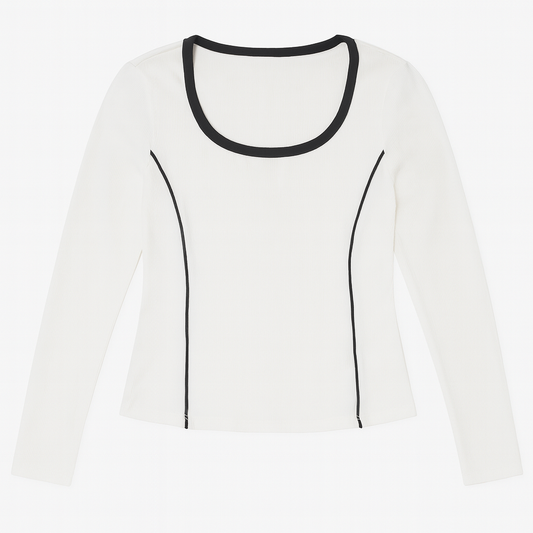 [944]GM  Plus Size Women's Tummy Control Color-Blocked Fishbone Long Sleeve T-Shirt for Autumn - Slimming Unique Base Layer Top for Curvy Girls