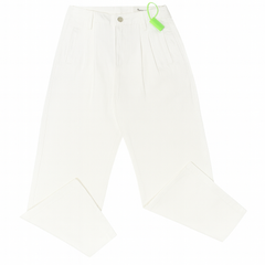 [531]GM  Promotional Price Textured Women's White Denim Pants Summer New Arrival High-Waisted Loose Slimming Straight-Leg Pants with Designer Pleated Wide-Leg