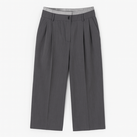 [405]GM  [Promotional Price] Xiangying Gray High-waisted Suit Pants Unisex 2025 Summer New Arrival Casual and Versatile Floor-length Wide-leg Straight-leg Pants with Draped Fit