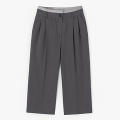 [405]GM  [Promotional Price] Xiangying Gray High-waisted Suit Pants Unisex 2025 Summer New Arrival Casual and Versatile Floor-length Wide-leg Straight-leg Pants with Draped Fit