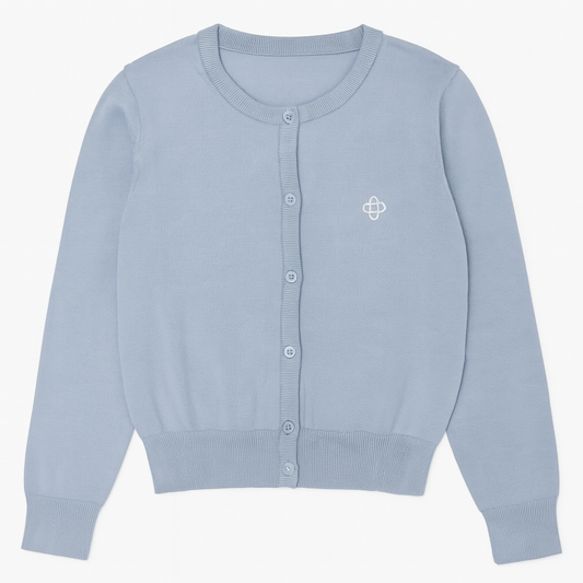[778]NM Veee Autumn Milk Blue Girls' Slimming Gray Embroidery Versatile Short-Length Soft Fluffy Age-Reducing Knit Sweater Cardigan