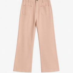 [086]MM High-waist Slim Leg Dirty Pink Jeans for Women (2-300 Catties) - Loose Fit Slimming Casual Wide Leg Floor-Length Bell-Bottom Jeans