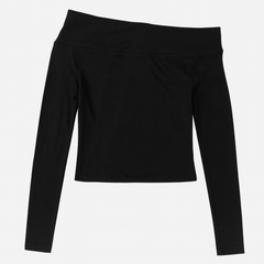 [037]MM Plus Size Women's Pure Desire One-Shoulder Long-Sleeve T-Shirt Spring High-End Unique Style Slimming Versatile Top