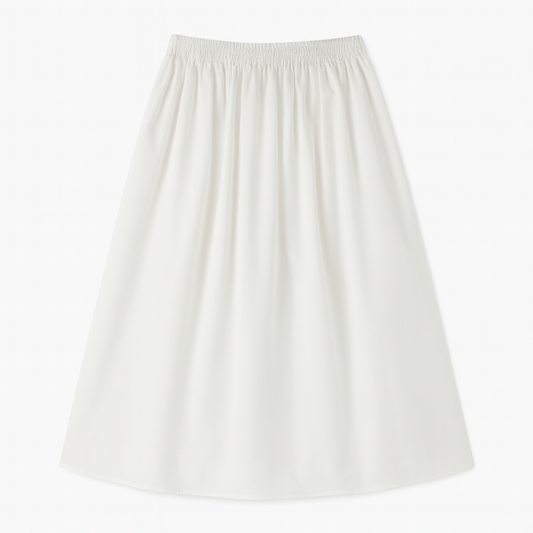 [453]GM  White Women's Spring High-End Style Cotton and Linen Half Skirt High-Waisted Straight A-Line Linen Skirt