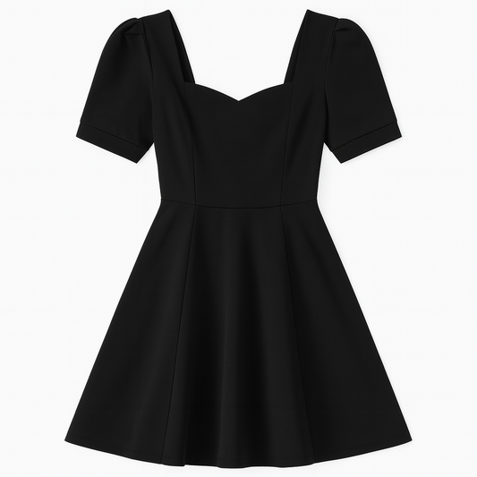 [162]NM Promotional Price Summer Women's Clothing Plus-Size Girls Stylish Unique Slimming Tummy-Covering Black Dress Petite Hepburn Style Waist-Tailored Black Dress