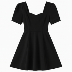 [162]NM Promotional Price Summer Women's Clothing Plus-Size Girls Stylish Unique Slimming Tummy-Covering Black Dress Petite Hepburn Style Waist-Tailored Black Dress