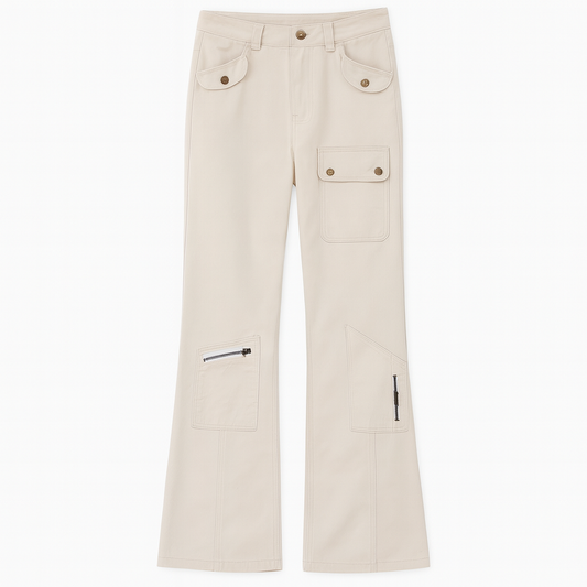 [598]GM   300 Catties Extra Large American-Style Design Multiple Pockets Slim Leg Women's Plus Size Loose Floor-Sweeping Work Pants Jeans