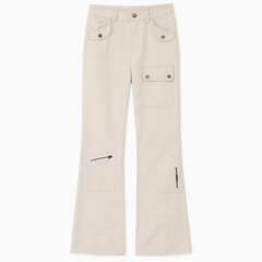 [598]GM   300 Catties Extra Large American-Style Design Multiple Pockets Slim Leg Women's Plus Size Loose Floor-Sweeping Work Pants Jeans