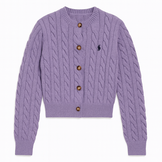 [006]GM  Wetumo Round Neck Cardigan 2024 Autumn/Winter New Arrival Purple Versatile Honeycomb Knit Simple Small Horse Shoe Embroidery Sweater