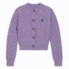 [006]GM  Wetumo Round Neck Cardigan 2024 Autumn/Winter New Arrival Purple Versatile Honeycomb Knit Simple Small Horse Shoe Embroidery Sweater