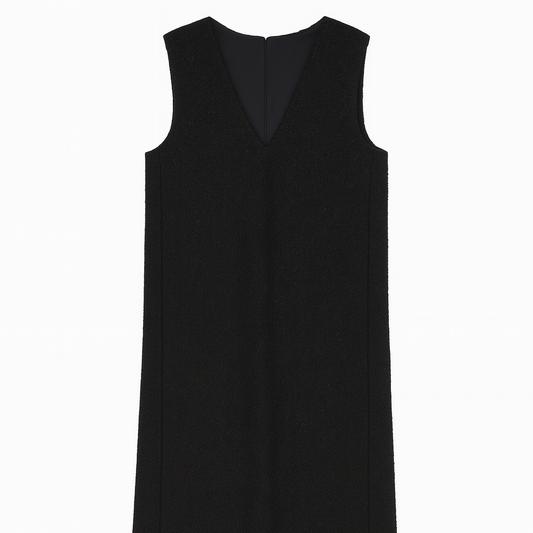 [011]GM   Korean Wool V-Neck Vest Dress for Women 2025 Spring New Arrival Petite Loose Layering Versatile A-Line Dress