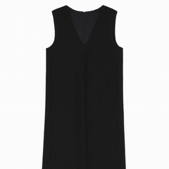 [011]GM   Korean Wool V-Neck Vest Dress for Women 2025 Spring New Arrival Petite Loose Layering Versatile A-Line Dress