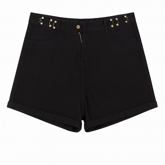 [013]MM Women's High Waist Denim Shorts Summer Lightweight Plus Size Loose Fit Hides Hips Pear-Shaped Figure A-Line Wide Leg Five-Inch Shorts
