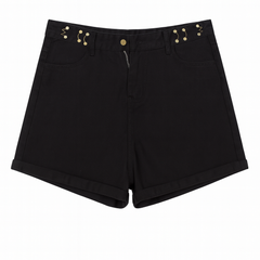 [013]MM Women's High Waist Denim Shorts Summer Lightweight Plus Size Loose Fit Hides Hips Pear-Shaped Figure A-Line Wide Leg Five-Inch Shorts