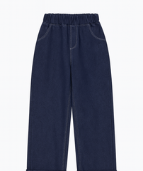 [408]GM     Promotion Price: Girls' Denim Jeans - Lightweight Wide-leg Casual Pants for Spring and Autumn, Straight-leg Ripped Long Pants for Older Kids