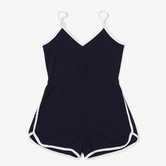 [666]GM    MUZI Muzi In Stock Retro Sport Style Strapless Jumpsuit Blue and Gray Chic Athletic Jumpsuit Lightweight Summer