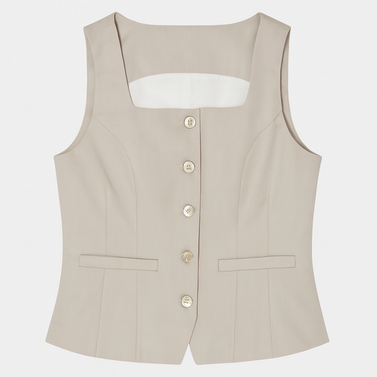 [032]GM Old Money Vintage Gray Women's Spring/Summer Short Jacket - High-End Open Cardigan Vest