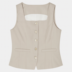 [032]GM Old Money Vintage Gray Women's Spring/Summer Short Jacket - High-End Open Cardigan Vest
