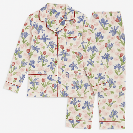 [957]GM    Little Wild Rose!! Orange Sea! Women's Spring and Autumn 100% Cotton Gauze Printed Pajama Set with Romantic Oil Painting Style