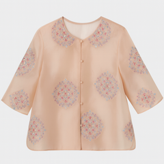 [178]GM    [Luxury Counter 600+] Radiant Lotus Pink! Lightweight Sheer Organza Baoxiang Flower Long-Sleeve Cardigan with Sun Protection