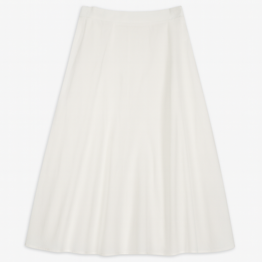 [548]NM Women's 2025 Summer Pure White Slimming High-Waist A-Line Chiffon Skirt with Soft Drape Casual Wide Hem