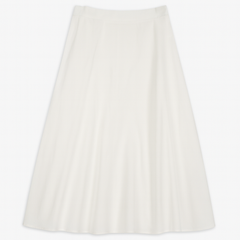 [548]NM Women's 2025 Summer Pure White Slimming High-Waist A-Line Chiffon Skirt with Soft Drape Casual Wide Hem