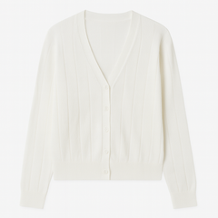 [092]GM   Lightweight and Smooth Mulberry Silk + Lyocell Short V-Neck Knitted Cardigan Sun-Protective Light Jacket Thin Long Sleeve Air-Conditioning Top