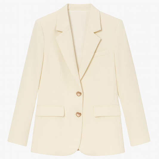 [123]GM   Beige Korean Style Minimalist Women's 2025 Spring/Autumn New Collection Elegant Goddess Style Versatile Early Spring Compact Blazer