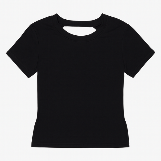 [227]GM  Women's Summer Backless Sports Top with Fixed Bust Padding, Beautiful Back Design for Pilates Yoga, Short Sleeves, Quick-Dry Fitness Wear Suitable for Outdoor Wear