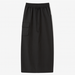 [529]GM    Retro Stylish Slit Skirt for Women, Spring and Summer Plus Size Loose Slimming Skirt with Elastic Waist and Drawstring, Hides the Hips