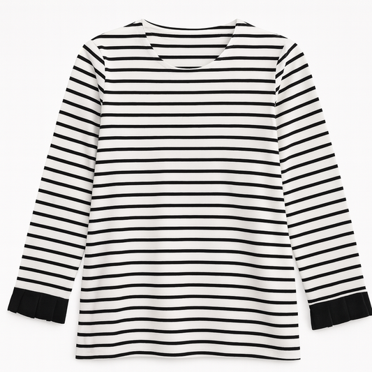 [253]GM  Women's 100% Cotton Striped T-Shirt Three-Quarter Sleeve 2025 Spring New Arrival Bestseller Loose Fit Slimming Spring Clothing