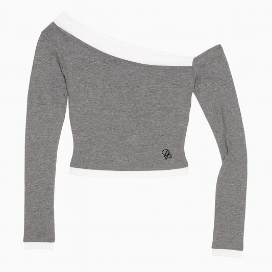 [188]MM Hongren Guan Women's Spring 2025 New Arrival Long-Sleeve Base Layer T-Shirt Short-Length Designer-Style Slimming Fit Off-the-Shoulder Top