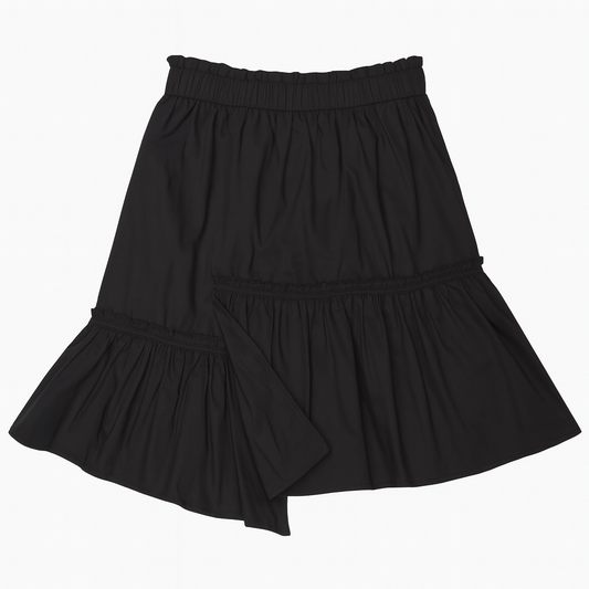 [696]MM  Lightweight Asymmetric Slit Short Skirt Summer Unique Design A-Line Skirt Elastic Waist Black Women's 2025 New Collection