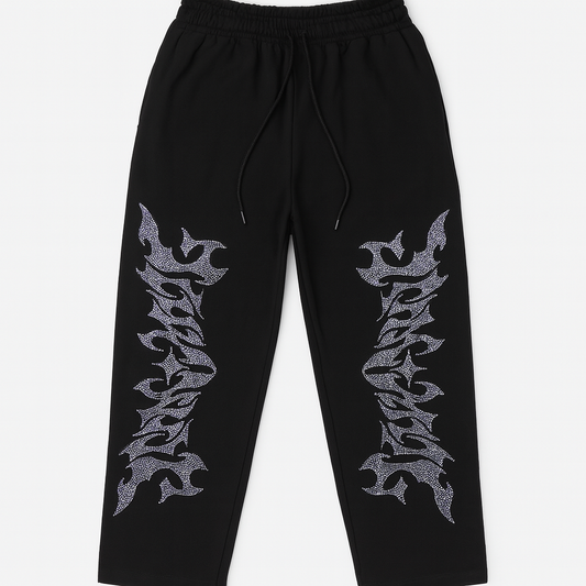 [818]GM  KIMMING Jin Daming Same Style Loose Casual Jazz Rhinestone Print Tracksuit Pants