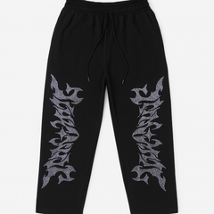 [818]GM  KIMMING Jin Daming Same Style Loose Casual Jazz Rhinestone Print Tracksuit Pants