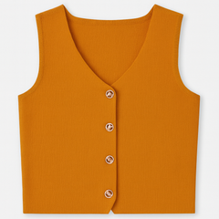 [373]MM  Chanel-style red V-neck strapless vest for women summer outerwear unique and stunning body-hugging sleeveless jacket