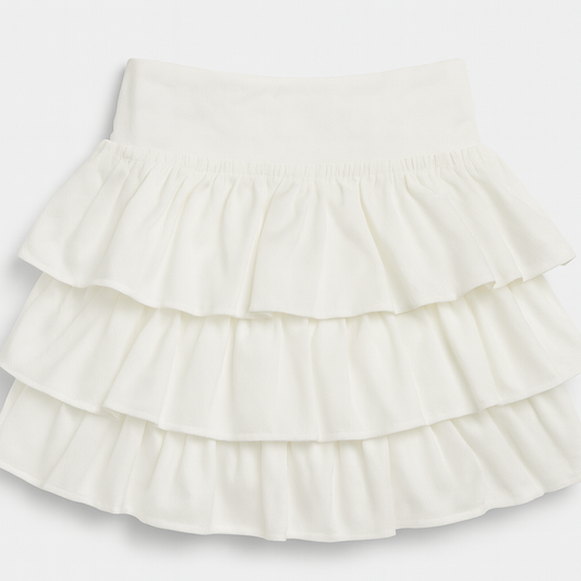 [632]MM  Ballet Style White Layered Skirt for Women Summer New Arrival Versatile High-Waisted Slimming Ruffles A-Line Puffy Short Skirt
